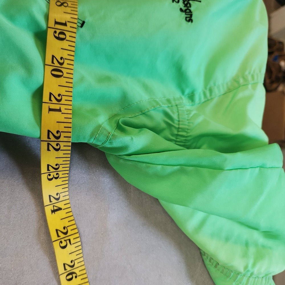 Body Ragz Vintage Neon Green Pastel Windbreaker Size XL 80s Y2K Gathered sleeve - Picture 6 of 9
